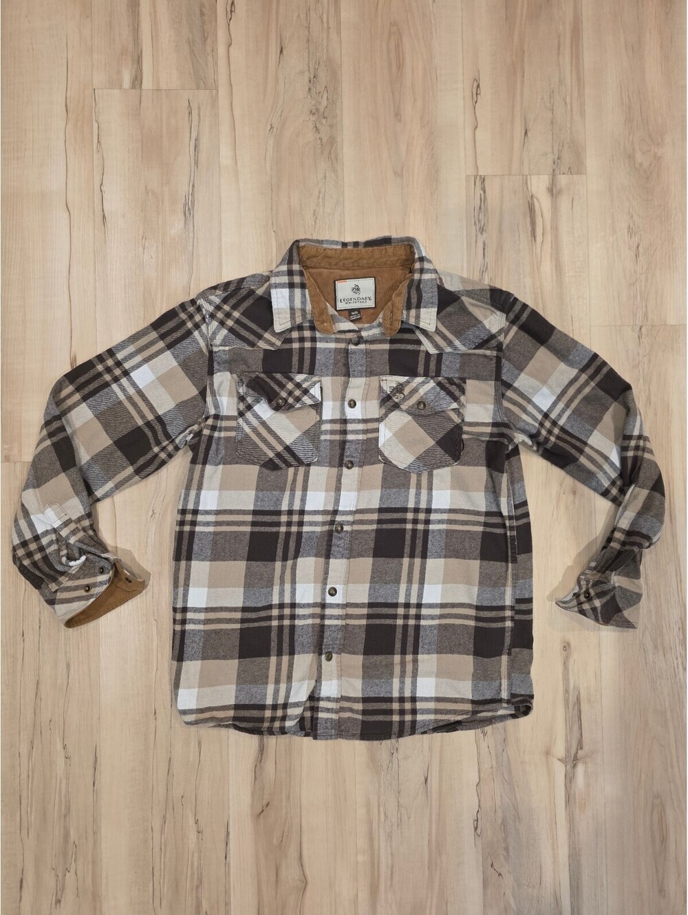 Legendary Whitetails Men's Medium Brown Plaid Button-Up Shirt